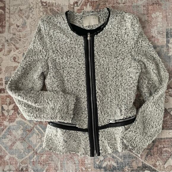 Iro Zyta Zipper Front Wool Leather Jacket Size Small - Picture 2 of 15